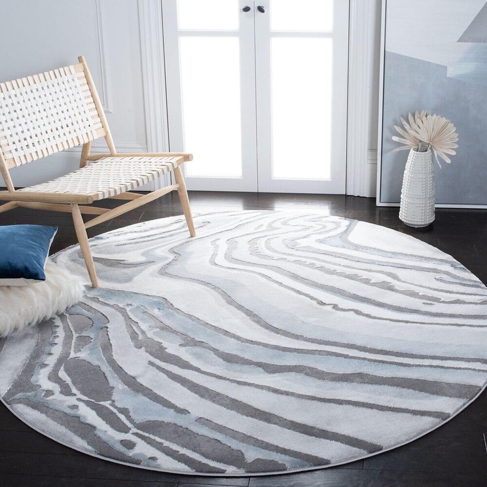 Safavieh Craft CFT843M 6&#39;7&quot; Round Blue and Grey Area Rug, , large