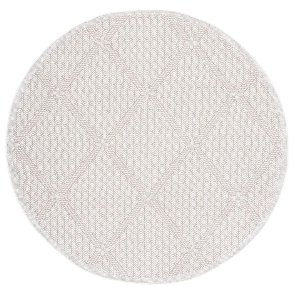Safavieh Bermuda 8" Round Cream and Beige Indoor/Outdoor Area Performance Rug, , large