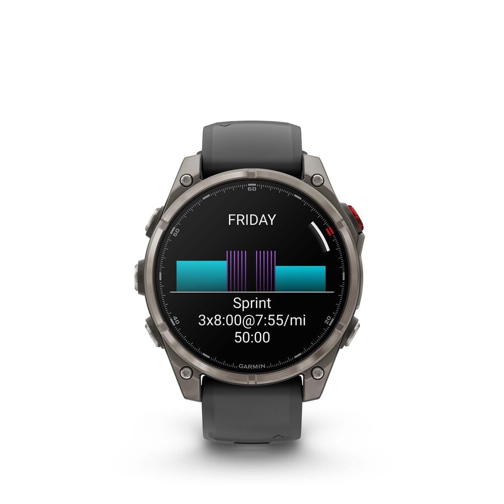 Garmin Fenix 8 Pro Sapphire AMOLED Smartwatch 47mm Titanium Case with Graphite Black Silicone Band, , large