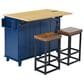 HOMLUX Farmhouse Kitchen Island with Drop Leaf and 2 Stools in Blue, Natural, Black and Rustic Brown, , large
