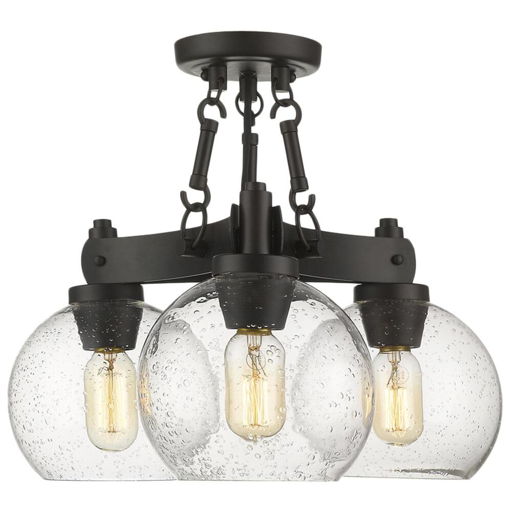 Golden Lighting Galveston Semi-Flush in Rubbed Bronze with Seeded Glass, , large