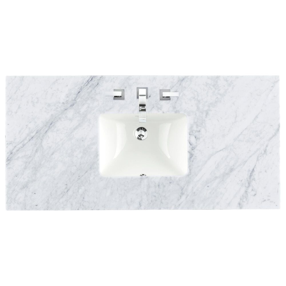 James Martin Vanities Bristol 48&quot; Single Bathroom Vanity in Whitewashed Walnut with 3 cm Carrara White Marble Top and Rectangular Sink, , large