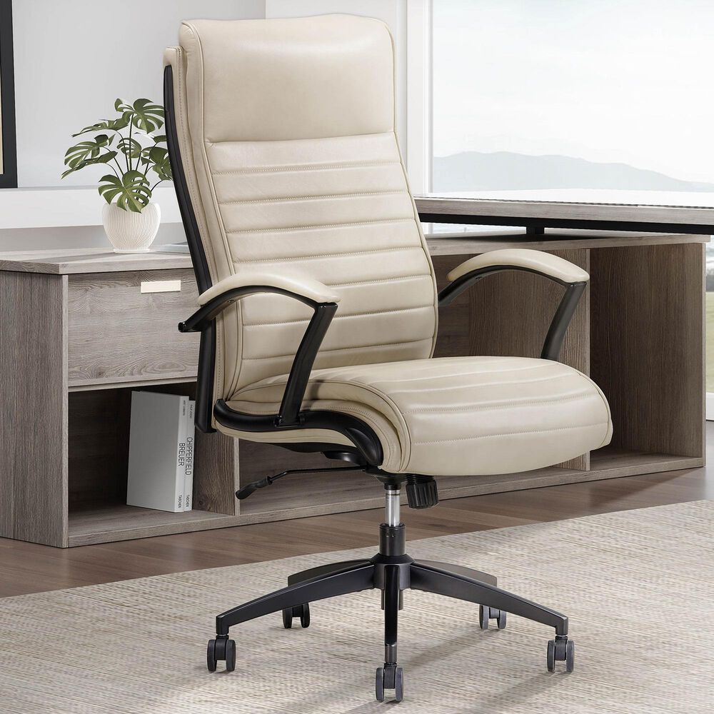 Simeon Collection Leather Desk Chair in Antique Linen, , large