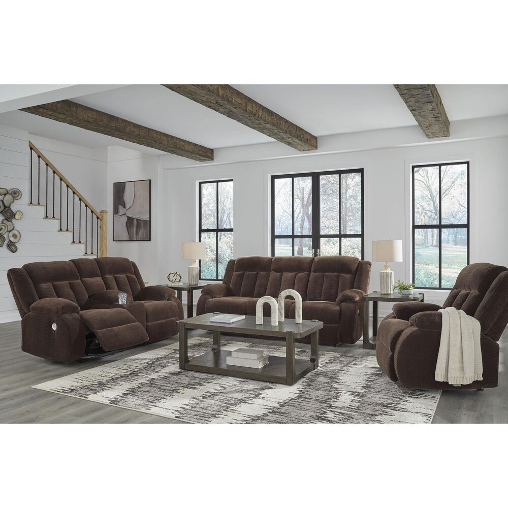 Ashley Observation Power Reclining Loveseat with Console in Chocolate Velvet, , large