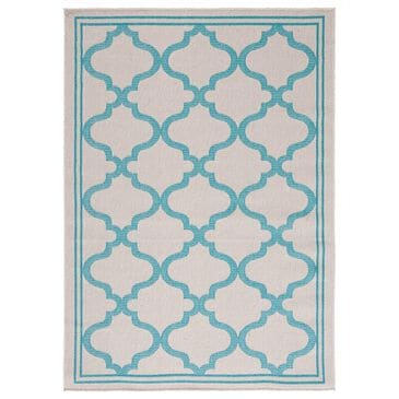 Safavieh Bermuda 4" x 6" Beige and Aqua Indoor/Outdoor Area Performance Rug, , large