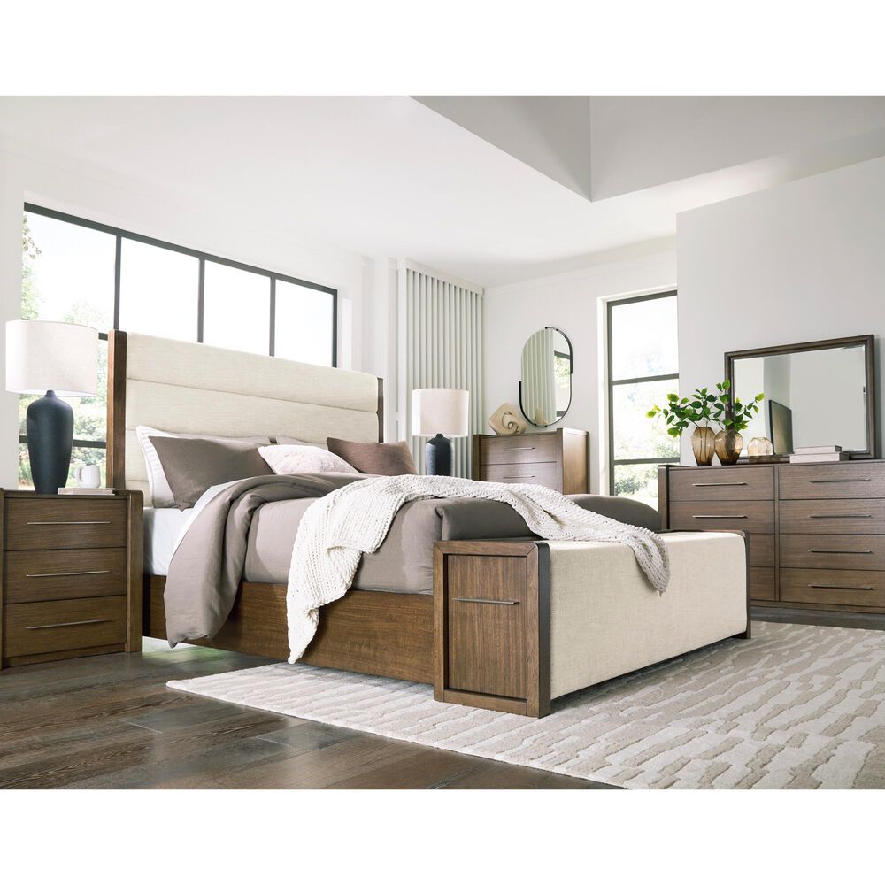 Ashley Marxmore King Upholstered Storage Bed with Two Nightstands in Brown, , large