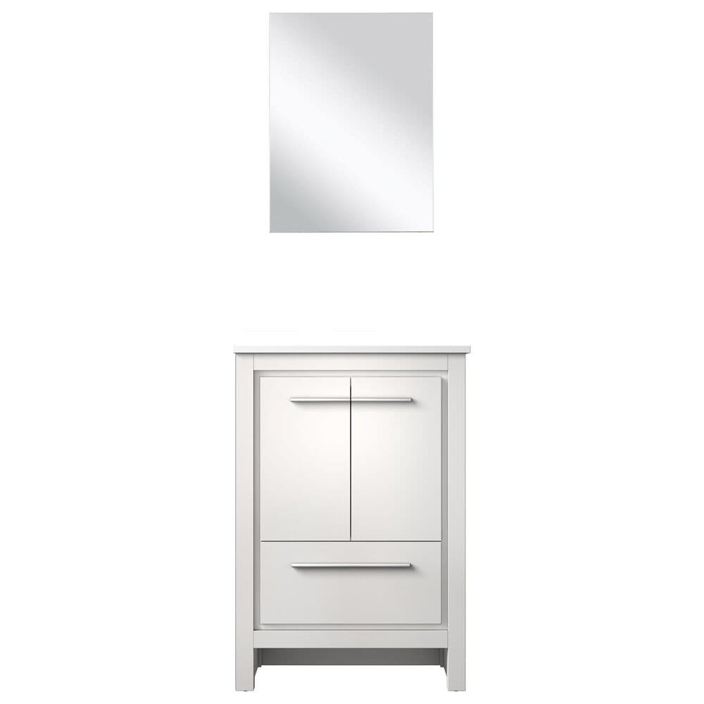 Lexora Home Lafarre 24&quot; Single Bathroom Vanity in Rustic Acacia with 2 cm White Cultured Marble Top, Rectangular Sink and 18&quot; Mirror, , large