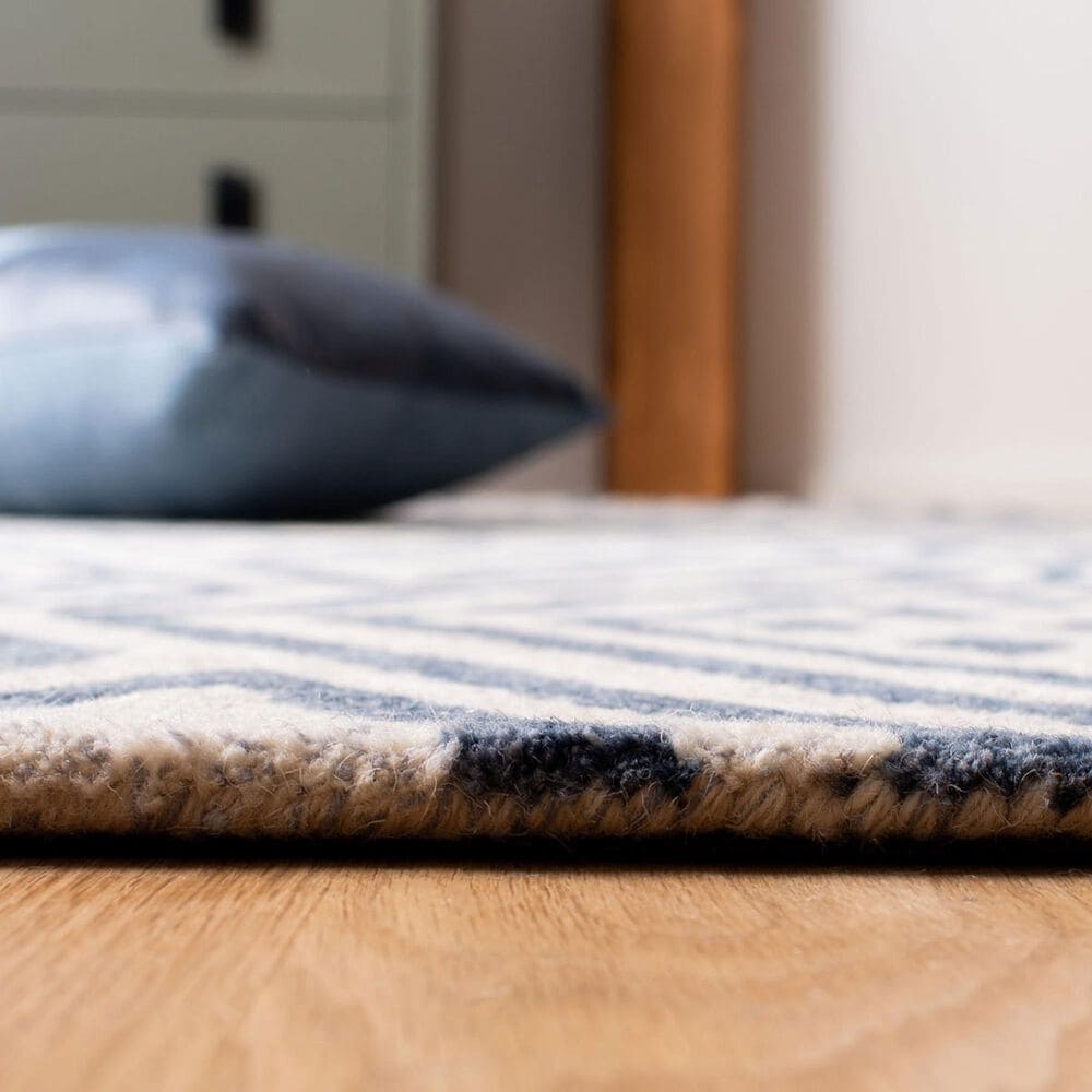 Safavieh Micro-Loop MLP611M 2&#39;3&quot; x 7&#39; Blue and Ivory Runner, , large