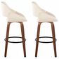 LumiSource Fabrico 30" Swivel Fixed-Height Bar Stool with Cream Faux Leather Upholstery in Black and Walnut (Set of 2), , large
