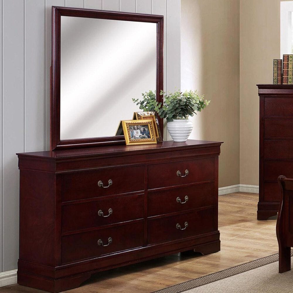 Crown Mark Louis Philip Dresser and Mirror in Cherry, , large