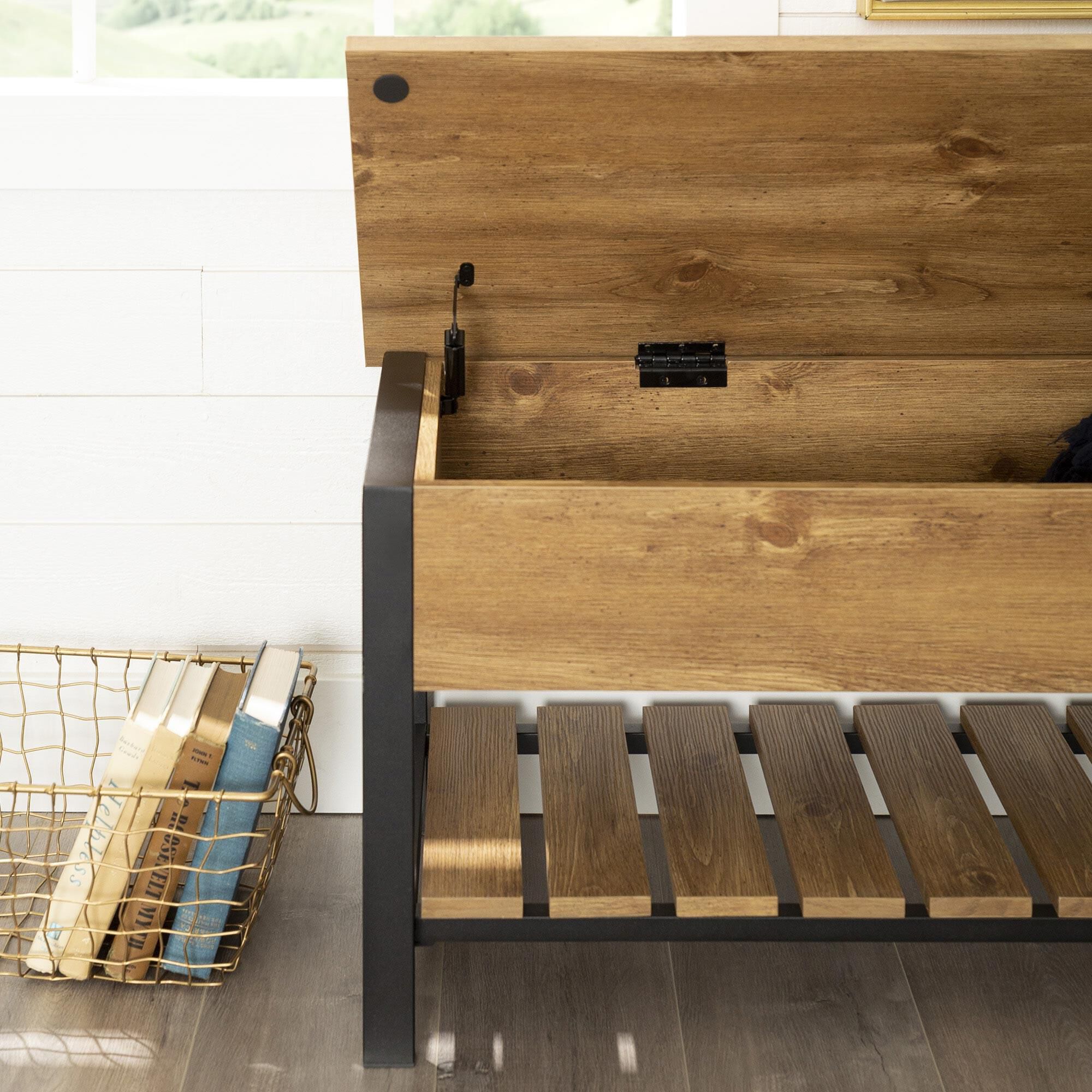 Walker edison open sales top storage bench