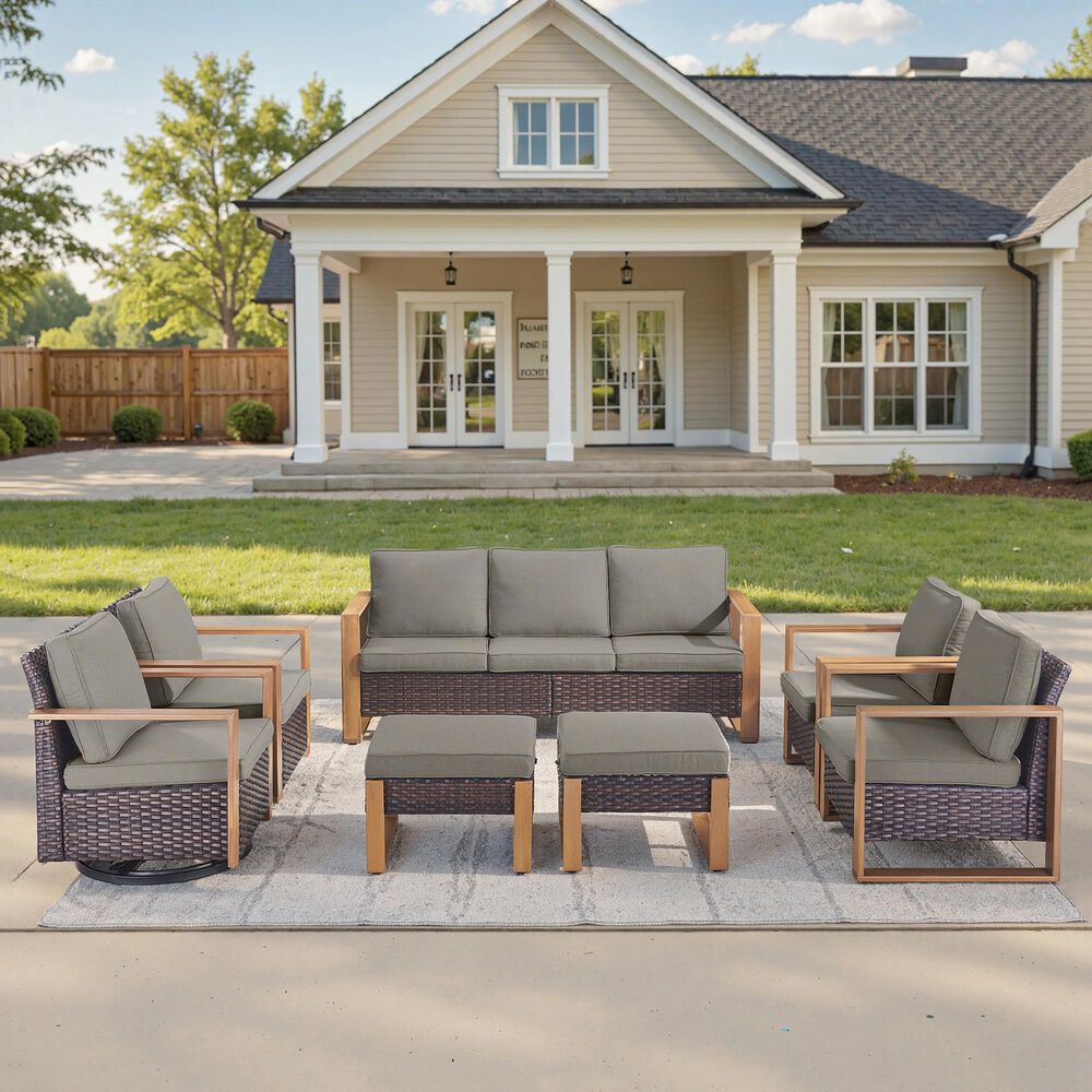 Sunwell Garden 7-Piece Patio Conversation Set in Gray, , large