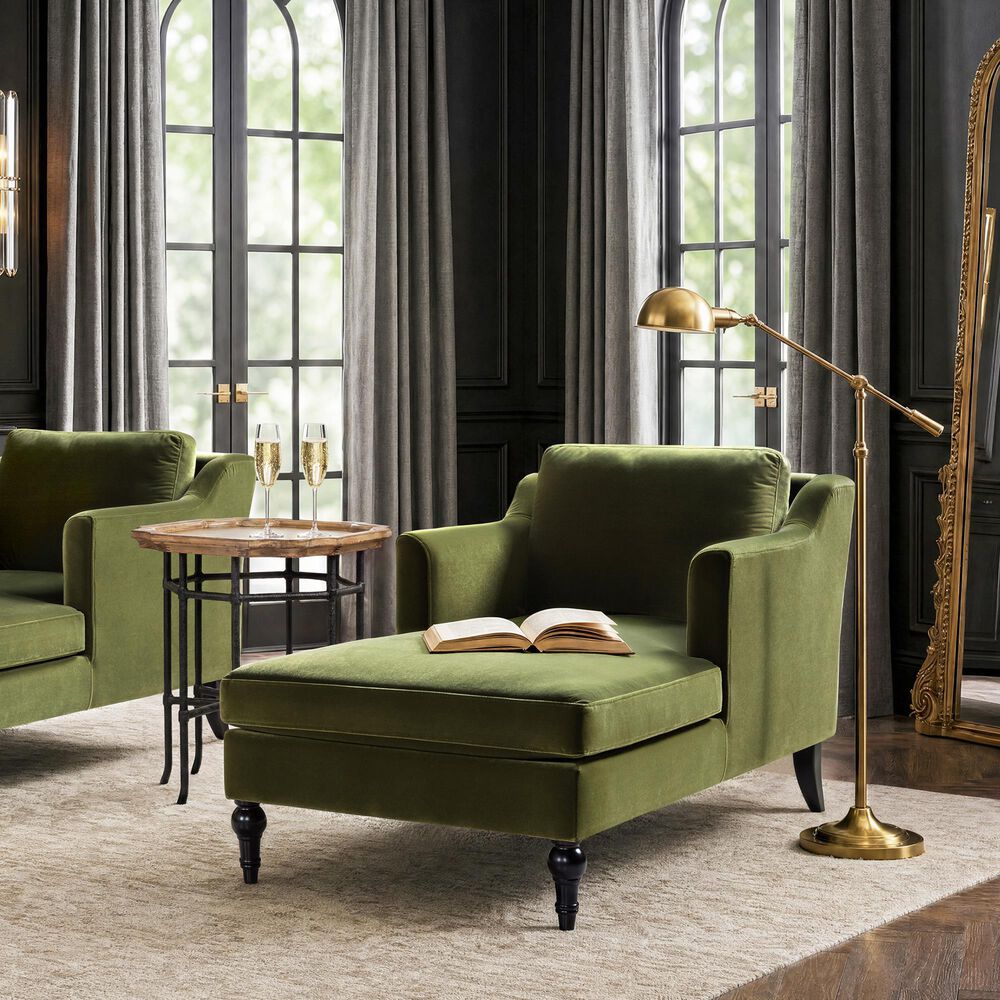 Jennifer Taylor Home Josephine 60" Upholstered Chaise Lounge in Olive Green, , large