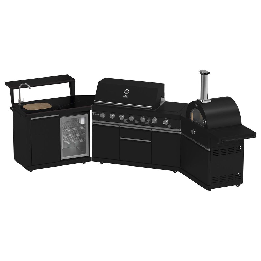 Forno All'Aperto 3-Piece Outdoor Kitchen Grill Set with Bar and Beverage Center in Black, , large