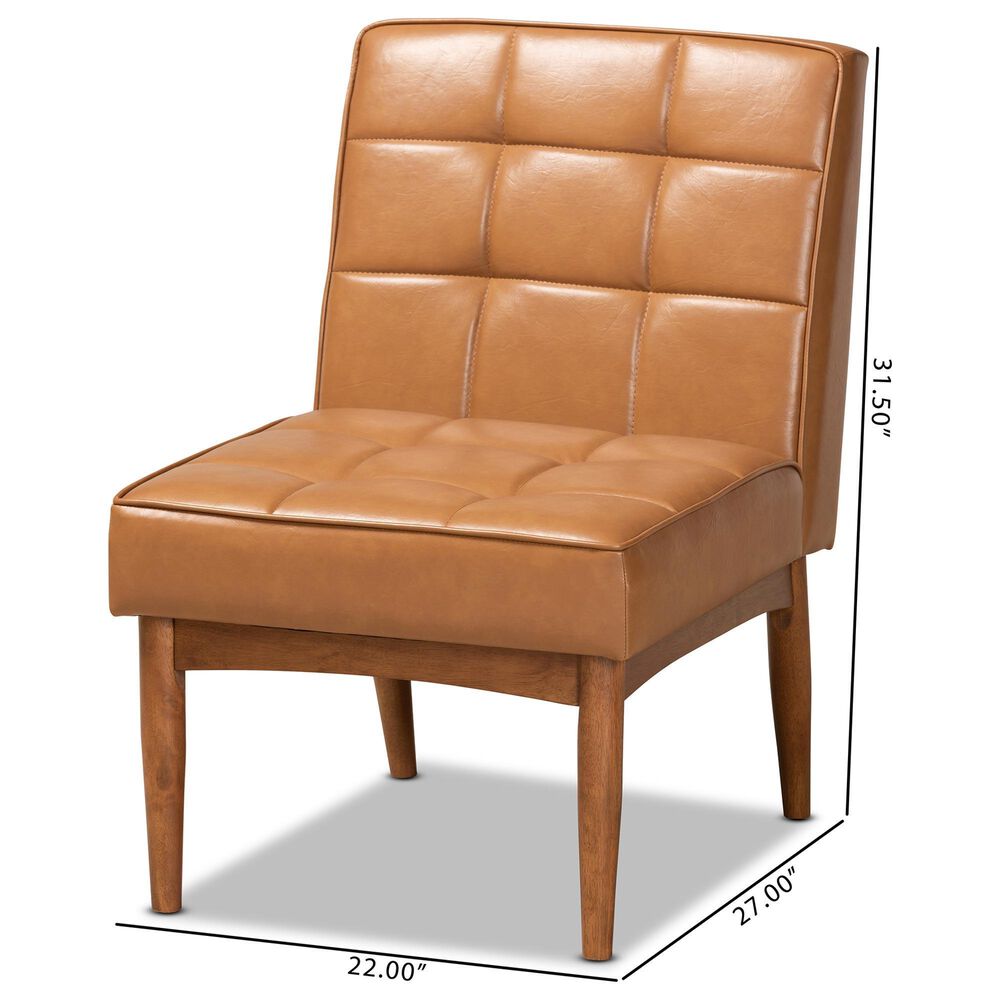 Baxton Studio Sanford Side Chair with Tan Cushion in Walnut Brown, , large