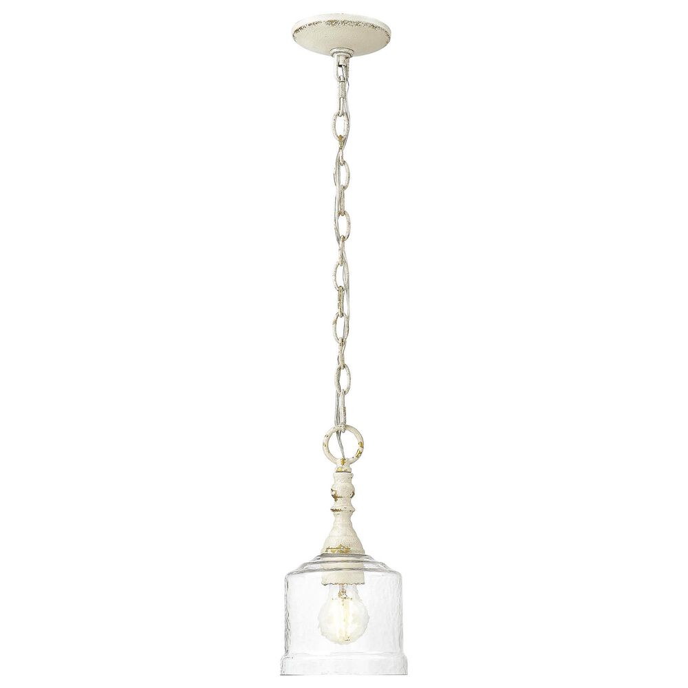 Golden Lighting Keating 1-Light Pendant with Hammered Water Shade in Antique Ivory, , large