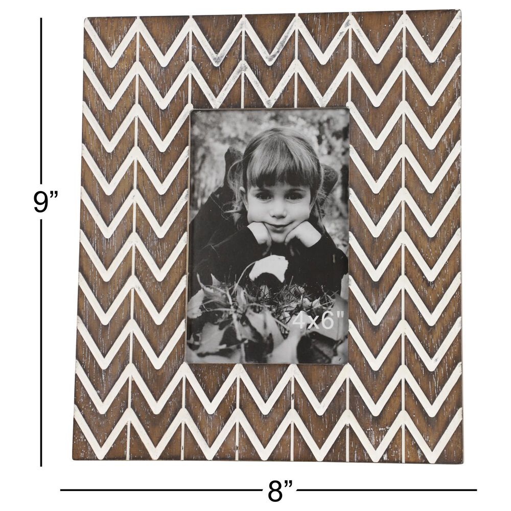 Maple and Jade Modern Wood Chevron Photo Frame in Matte Brown and White &#40;Set of 2&#41;, , large