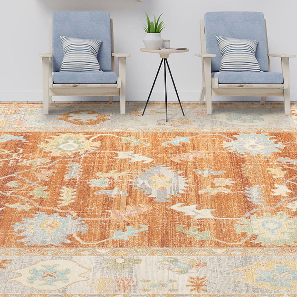 Amer Rugs Bohemian 8&#39;9&quot; x 11&#39;9&quot; Orange Beige Area Performance Rug, , large