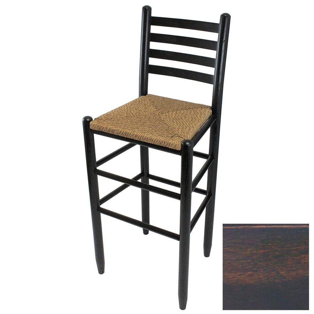 Lakeside Asheville Ladderback Barstool in Woodleaf Black, , large