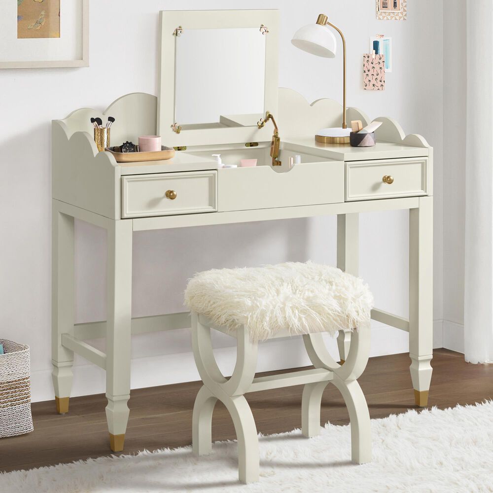 Martin Svensson Home Olivia Vanity and Stool in French White, , large