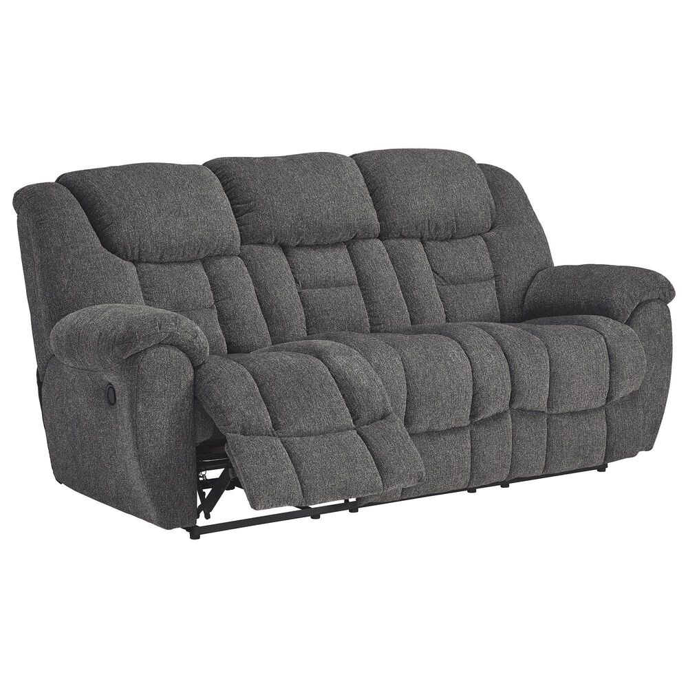 Ashley Foreside Manual Reclining Sofa in Charcoal, , large