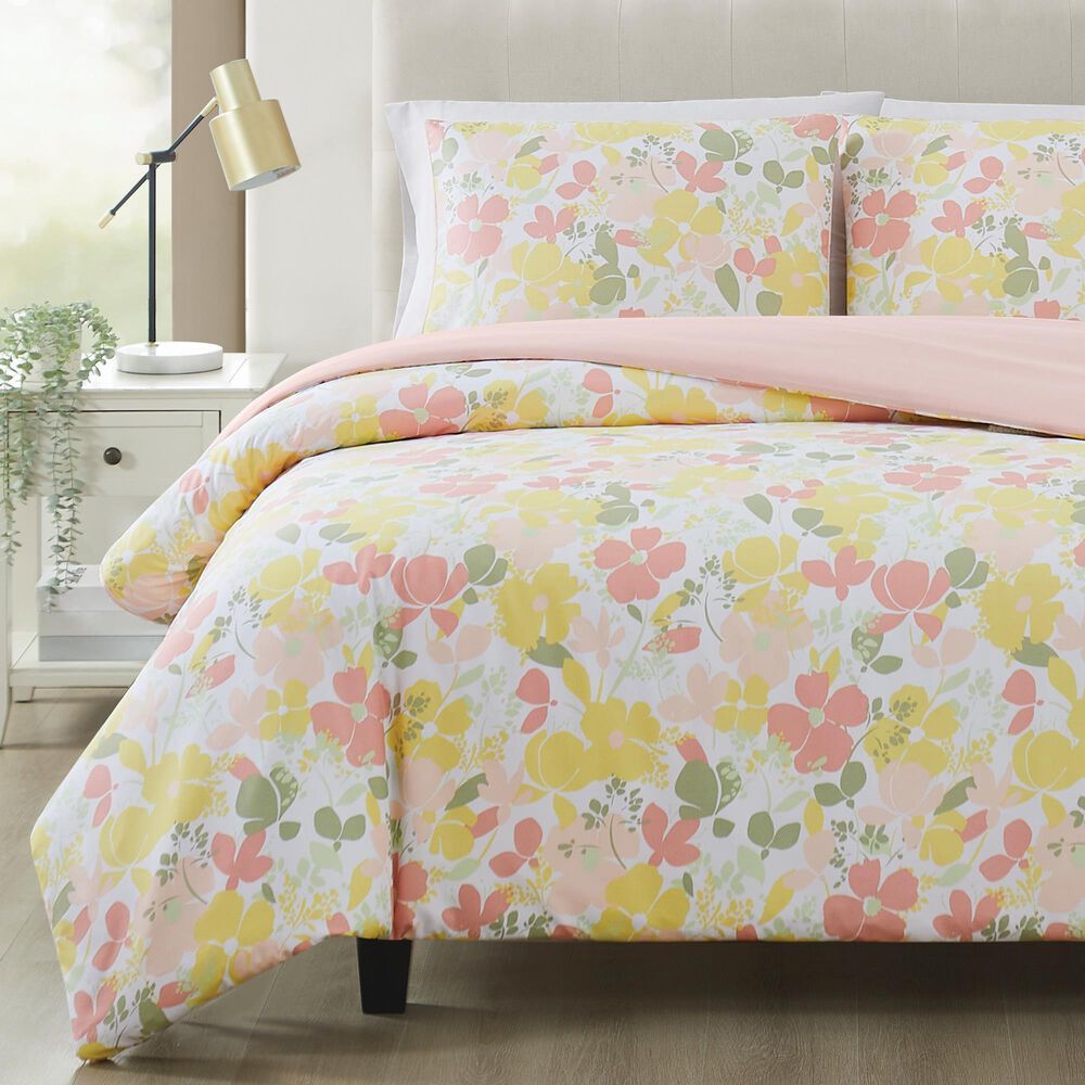 Pem America Garden 2Piece Twin/Twin XL Duvet Cover Set in Pink, Yellow
