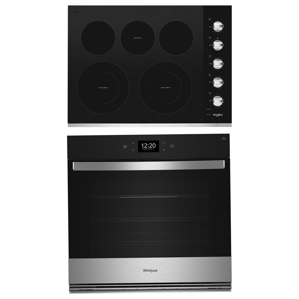 Whirlpool 2-Piece Kitchen Package with 5 Cu. Ft. Single Smart Wall Oven and Electric Cooktop in Fingerprint Resistant Stainless Steel, , large