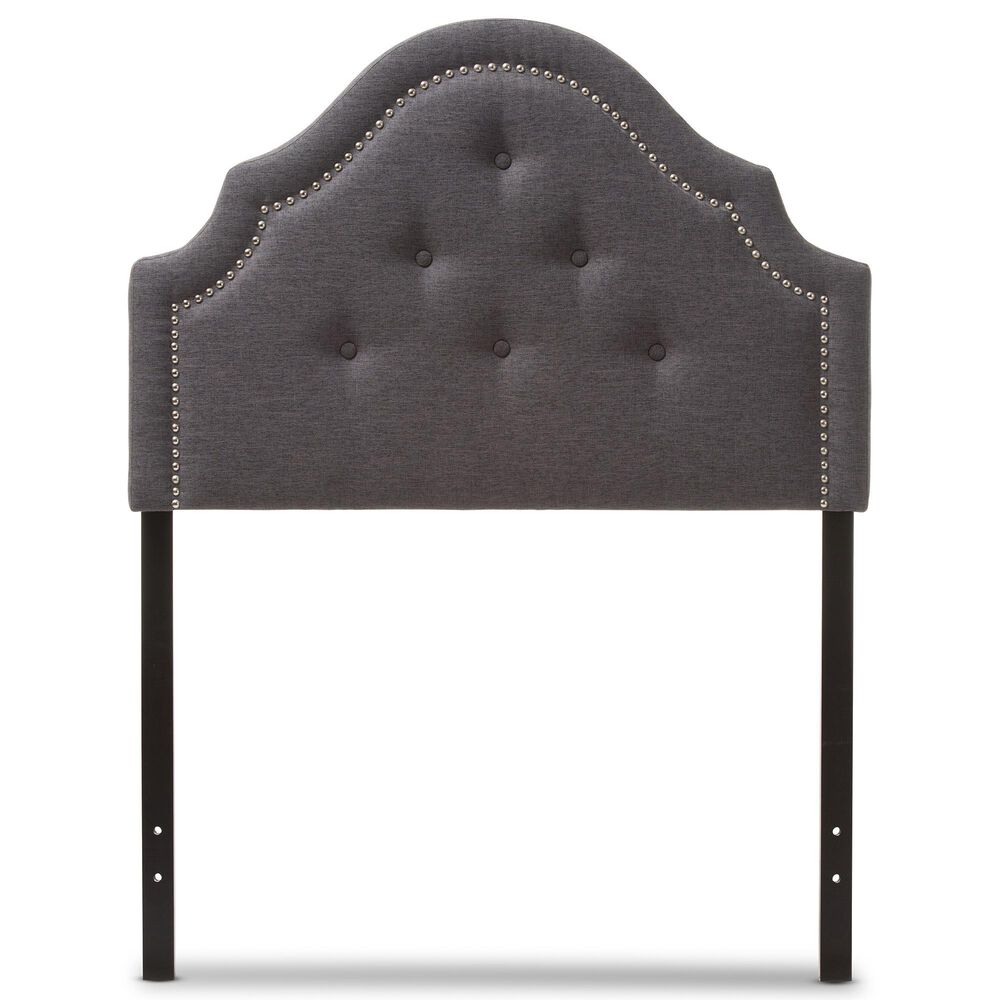 Baxton Studio Cora Twin Upholstered Panel Headboard in Dark Grey, , large
