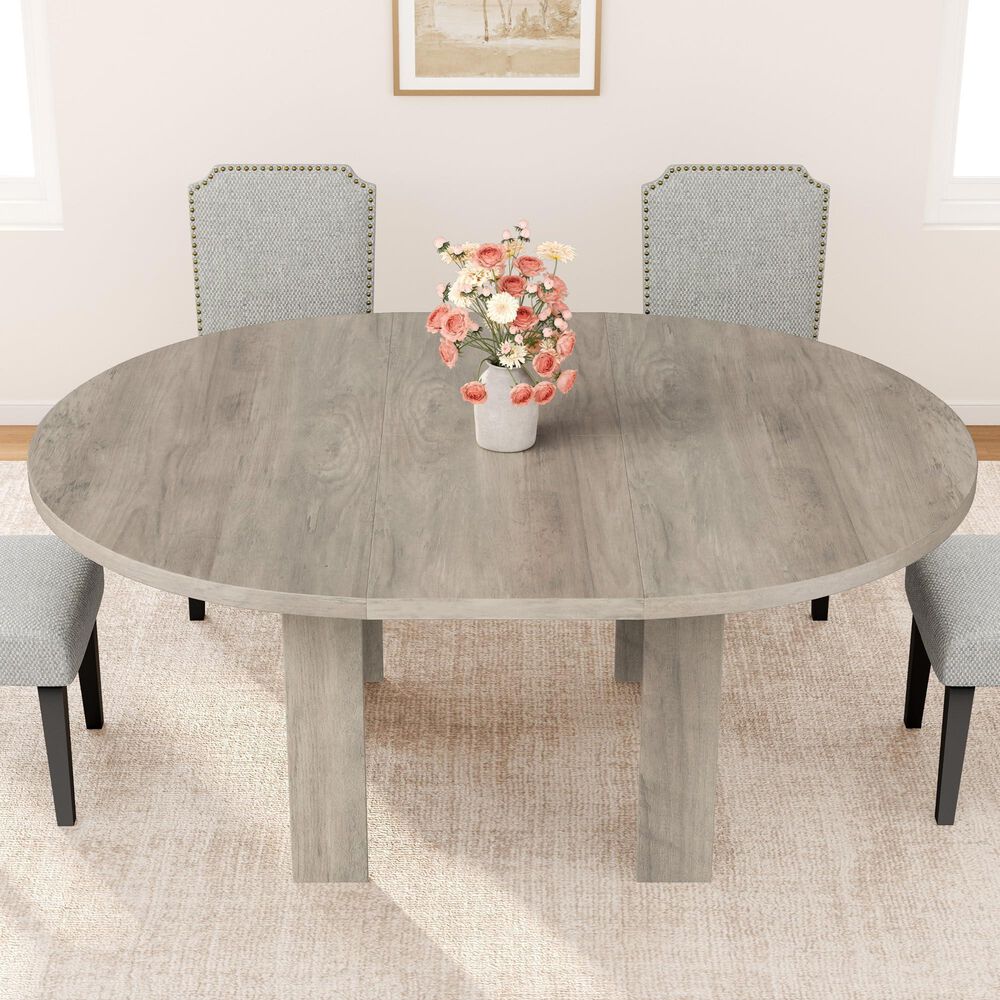 GARVEE 47" Dining Table with Leaf Storage in Gray - Table Only, , large