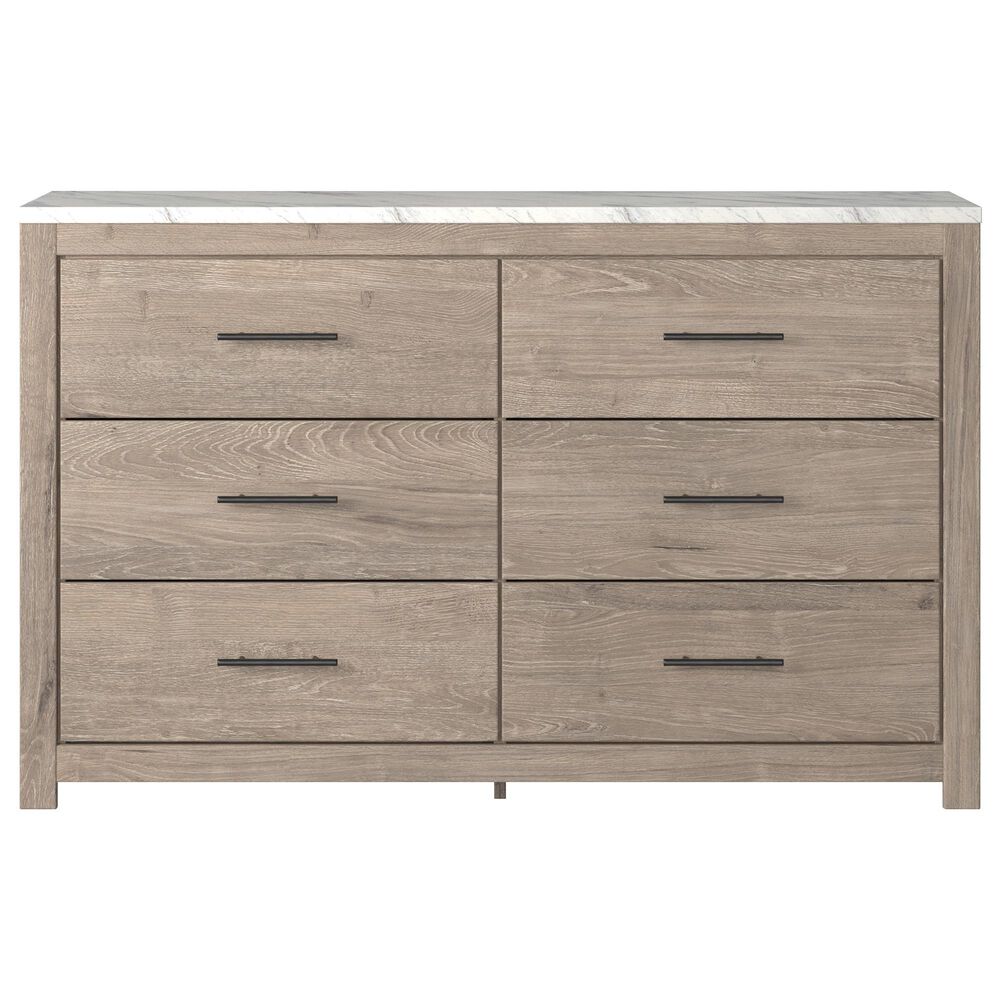 Ashley Senniberg 6 Drawer Dresser in Light Brown and White, , large