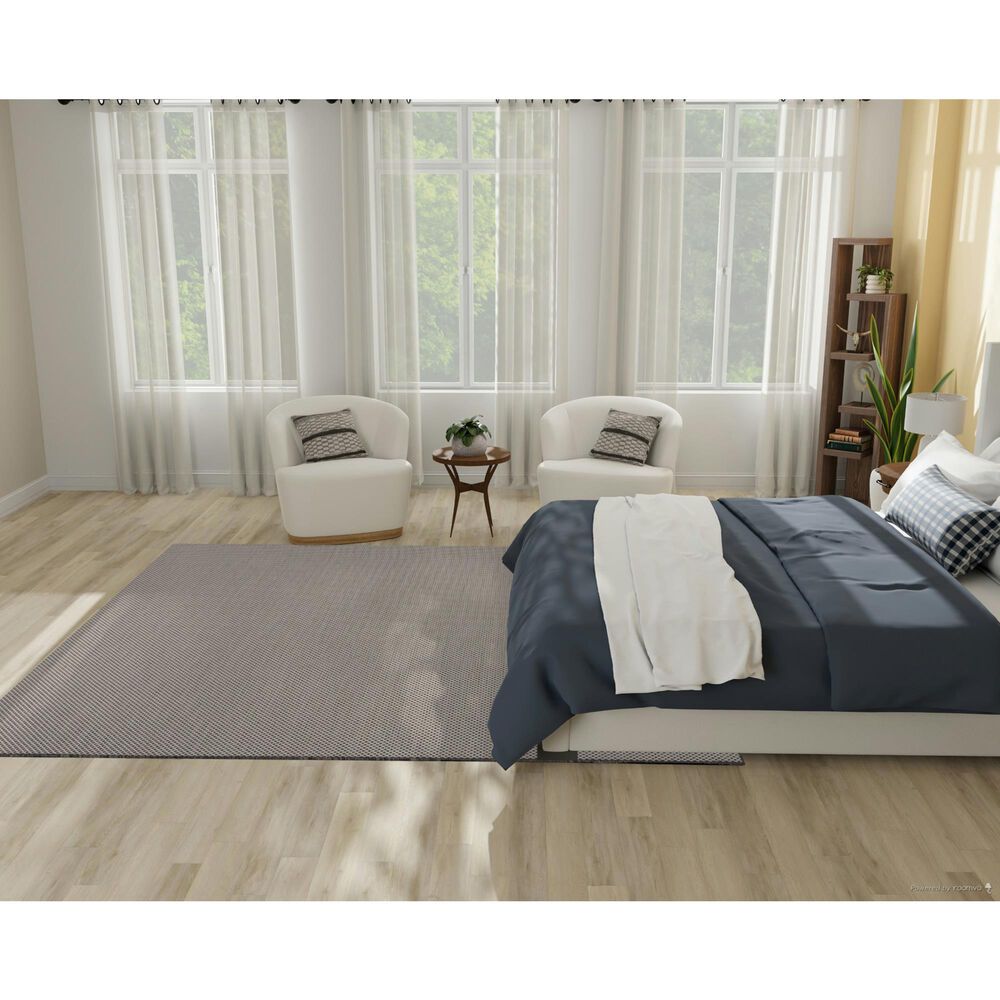 Nourison Courtyard Ivory and Charcoal 8&#39; Square Indoor/Outdoor Area Rug, , large