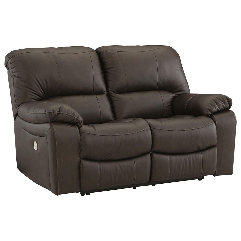 Ashley Leesworth Power Reclining Loveseat in Dark Brown, , large