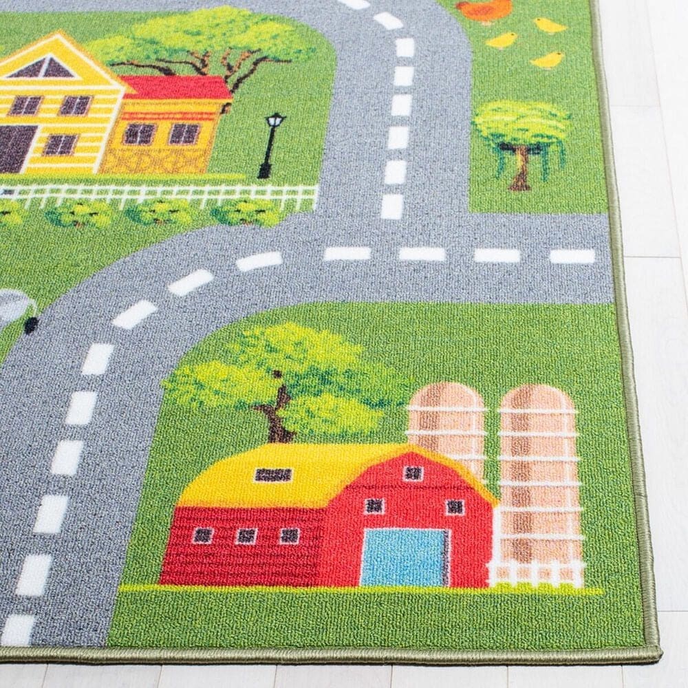 Safavieh Kids Playhouse 5&#39; Square Dark Green and Light Grey Rug, , large