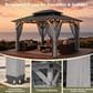 HOMLUX 10" x 12" Patio Hardtop Gazebo with Wood Posts in Light Gray, , large