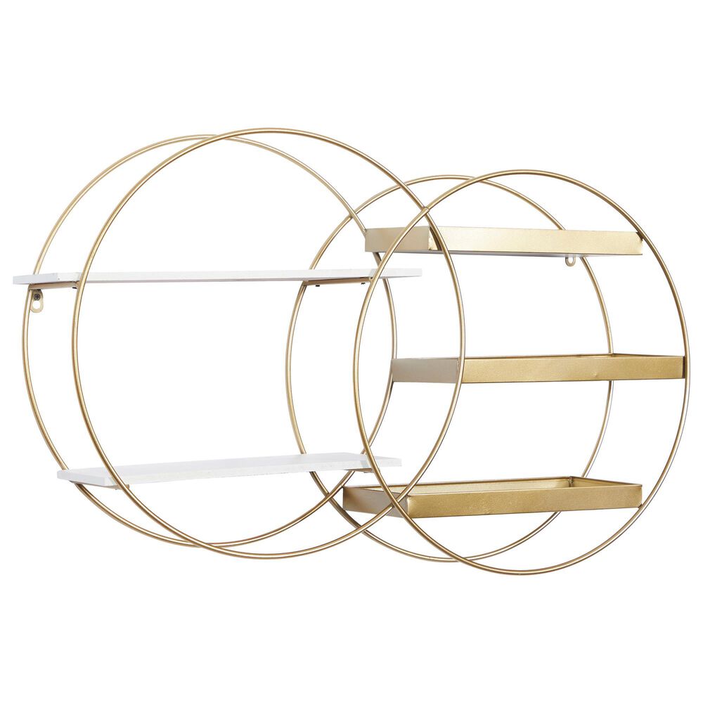 Maple and Jade Metal Wall Shelf in Gold, , large