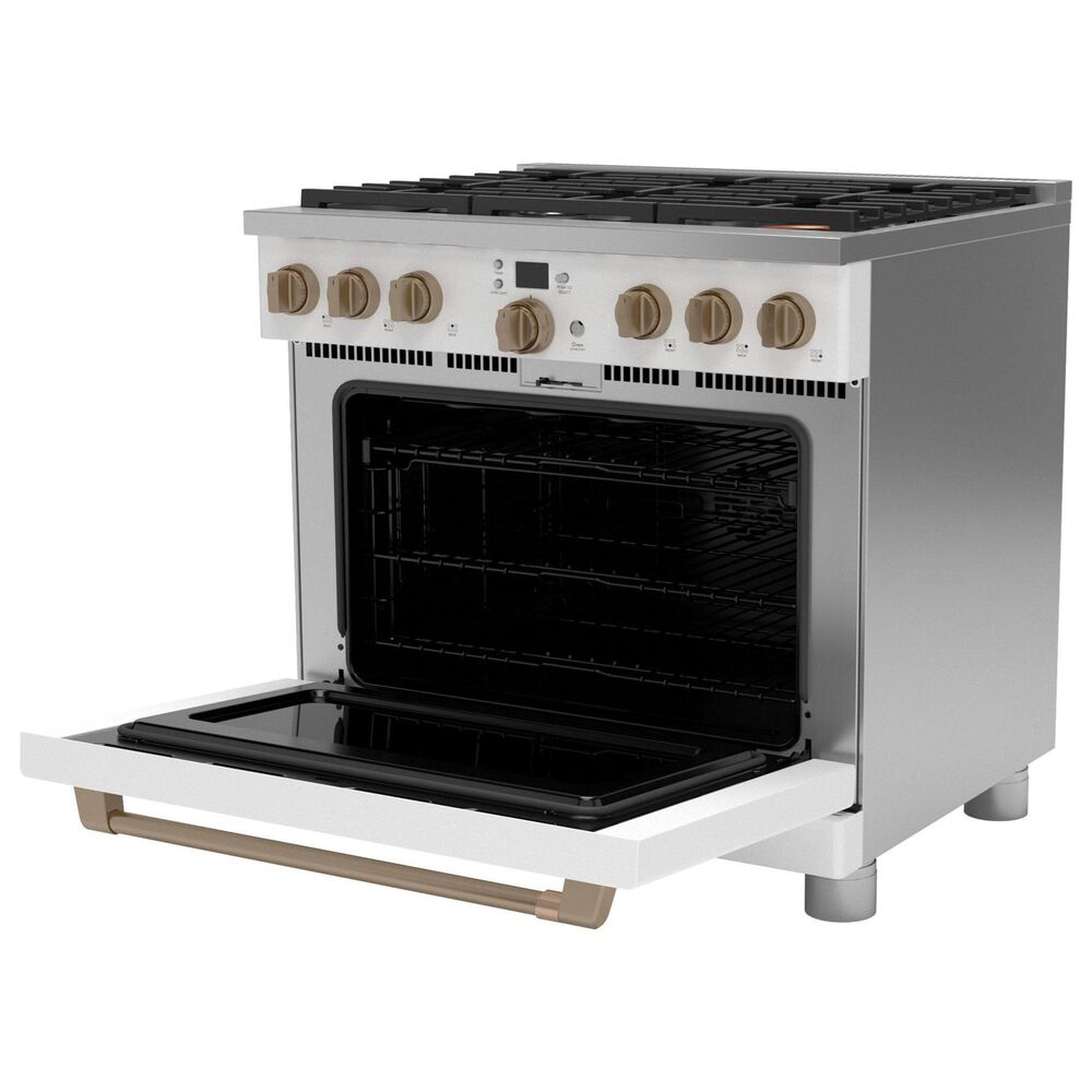 Cafe 5.75 Cu. Ft. Freestanding Dual Fuel Range in Matte White and Brushed Bronze, , large