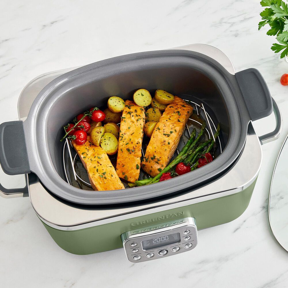 Green Pan Elite 14-In-1 6 Quart Slow Cooker in Sage Green, , large