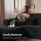 HOMLUX Modular Corduroy Sectional Sofa with Right Chaise, U Shaped Cloud Couch Set in Black, , large