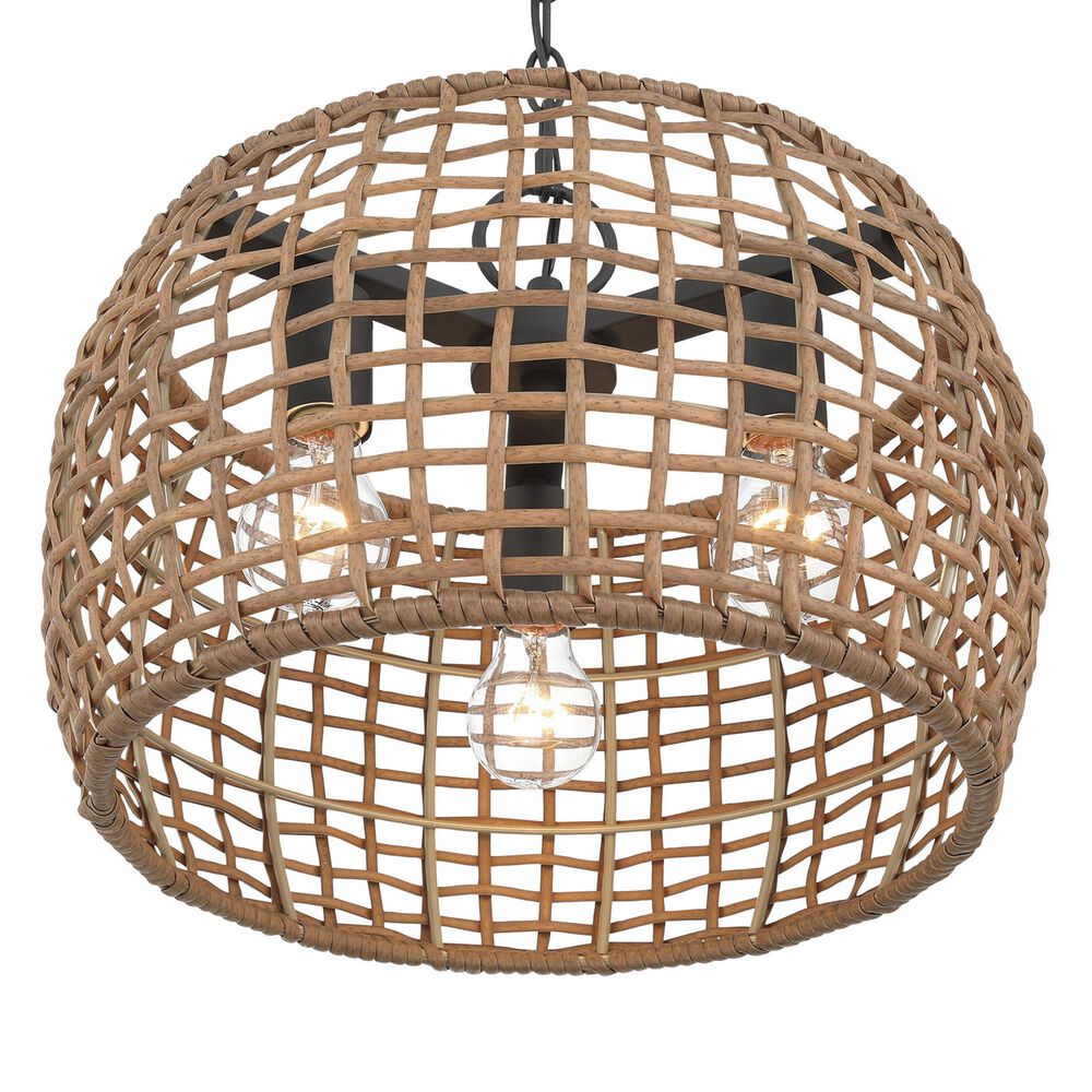 Golden Lighting Weavelight 3-Light Pendant in Natural Black, , large