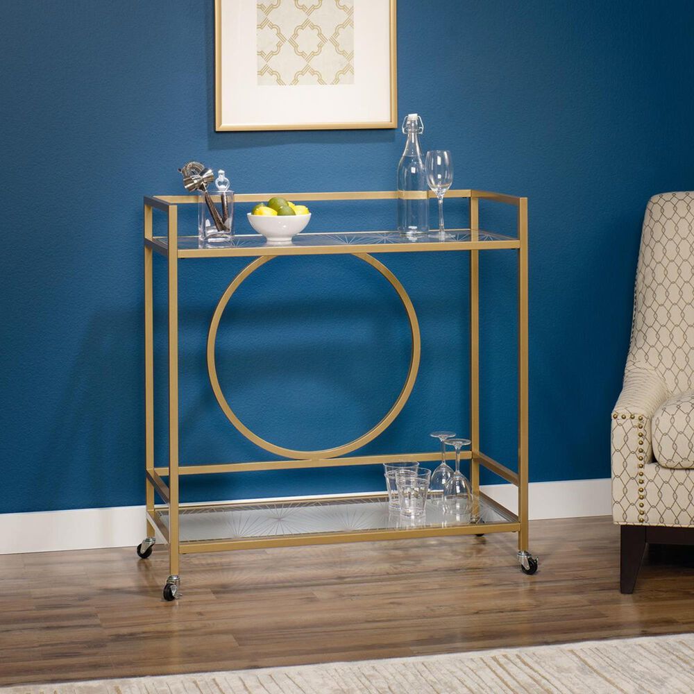 Studio Edge International Lux Rolling Bar Cart in Satin Gold , , large