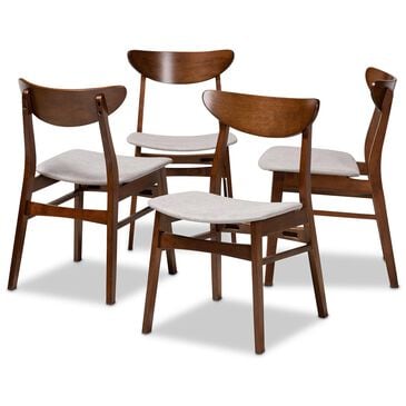 Baxton Studio Parlin Side Chair with Light Grey Cushion in Walnut Brown (Set of 4), , large
