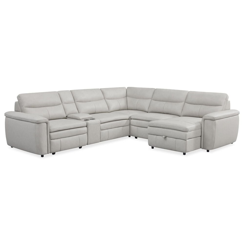 Oxford Furniture 6-Piece Leather Power Reclining Sectional with Power Headrests in Ajax Stone, , large