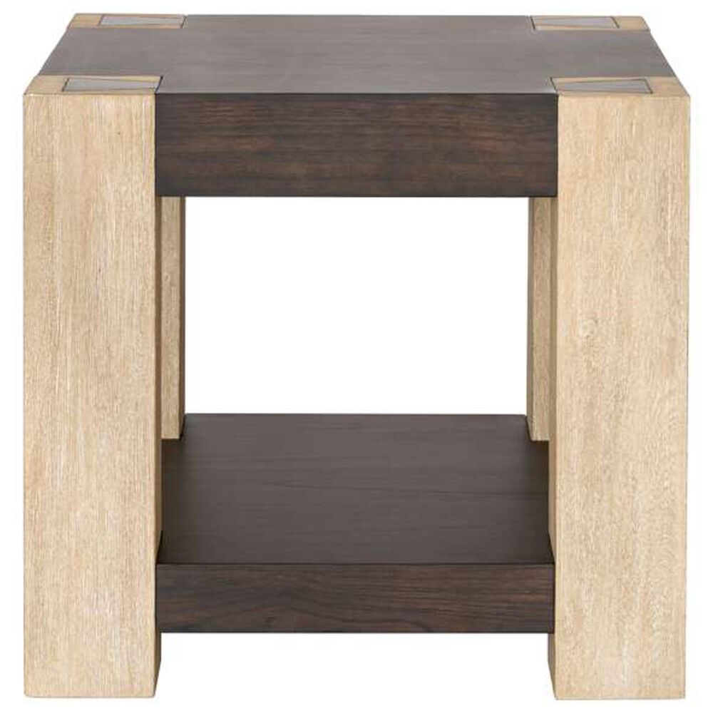 Bassett Mirror Harmony Square End Table in Carbon Mindi and Blonde Acacia, , large