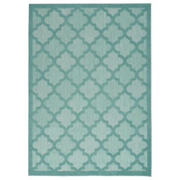 Nourison Easy Care 8" x 10" Aqua and Teal Indoor/Outdoor Area Rug, , large