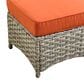 HOMLUX 2-Piece Outdoor Wicker Ottoman Set with Cushion in Coarse Textured Orange, , large