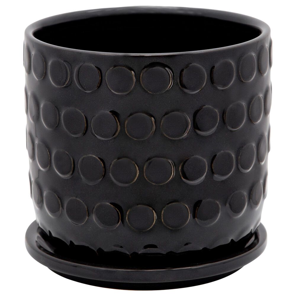 Sagebrook Home 6" Bubble Planter with Saucer in Black, , large