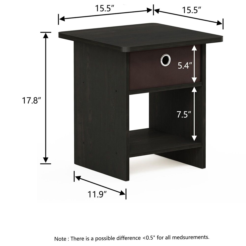 HOMLUX 1-Drawer Modern Nightstand with Open Shelf in Espresso, , large
