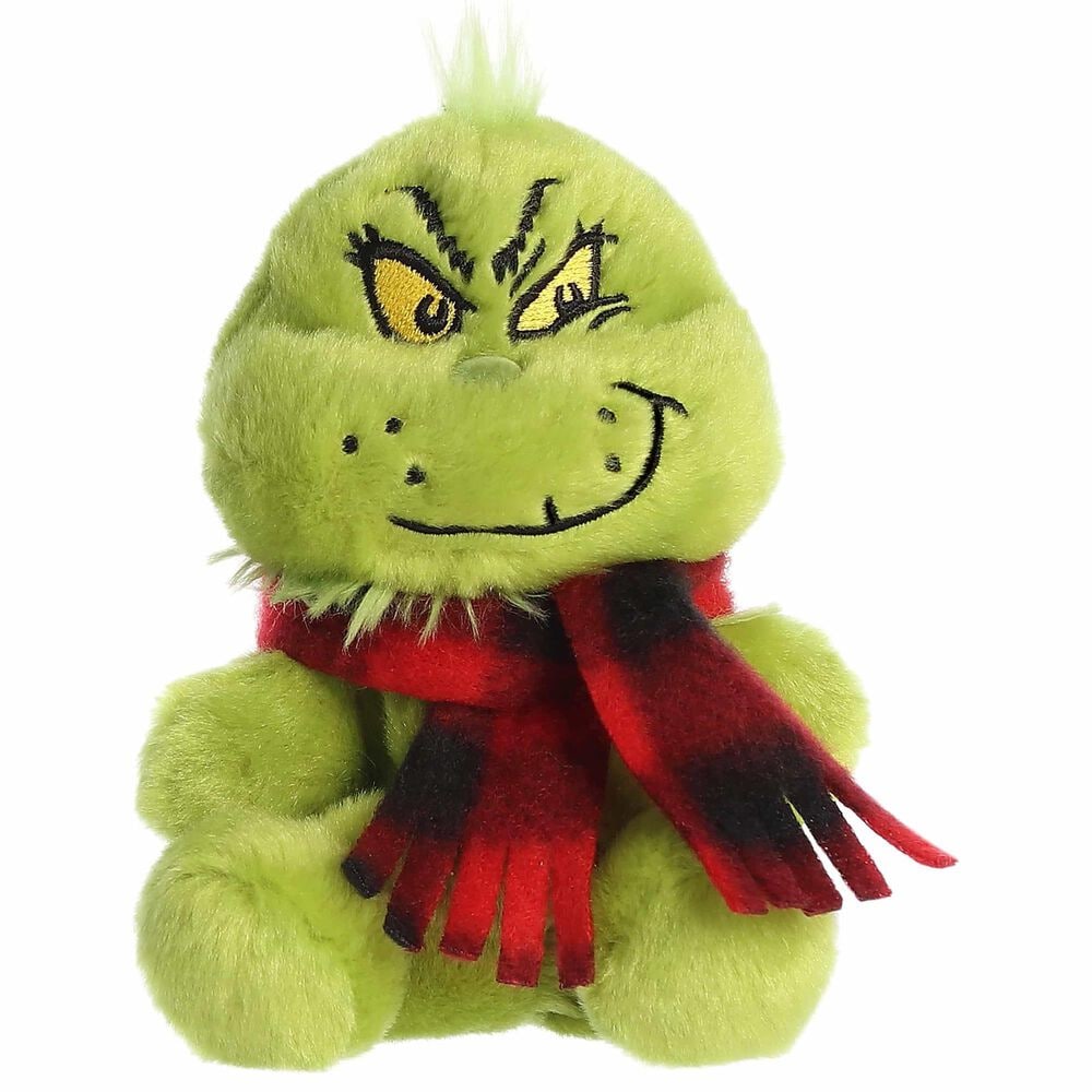 Aurora Palm Pals 5" Grinch with Scarf Plush in Green and Red, , large
