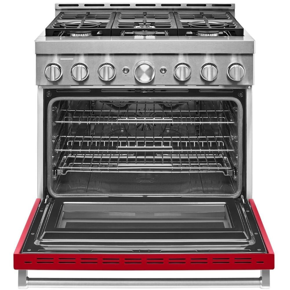 KitchenAid 36&quot; Slide-In Gas True Convection Range with Self-Cleaning in Passion Red, , large
