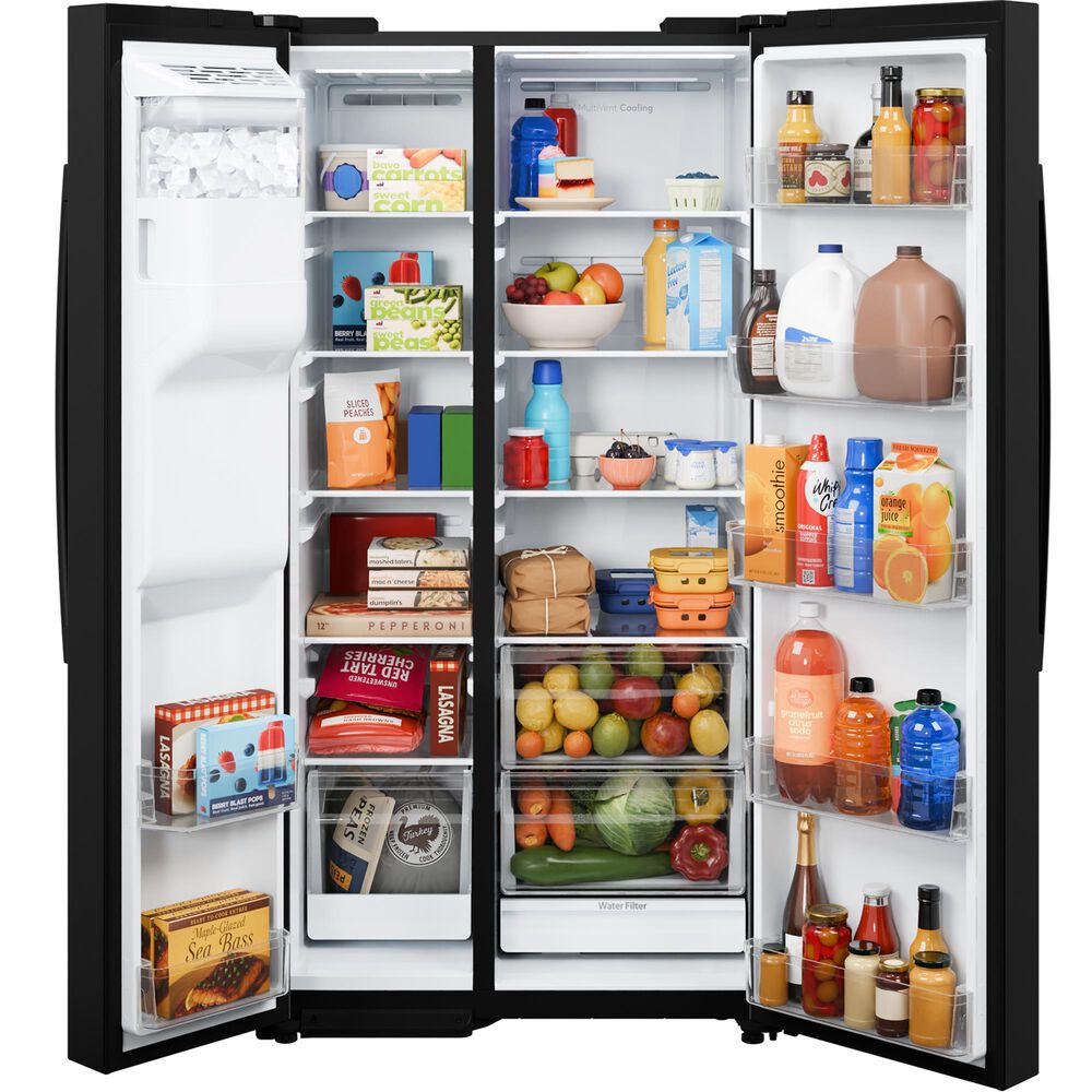 GE Appliances 24 Cu. Ft. Counter-Depth Side-By-Side Refrigerator with Extra Tall Dispenser and Energy Star in Black, , large